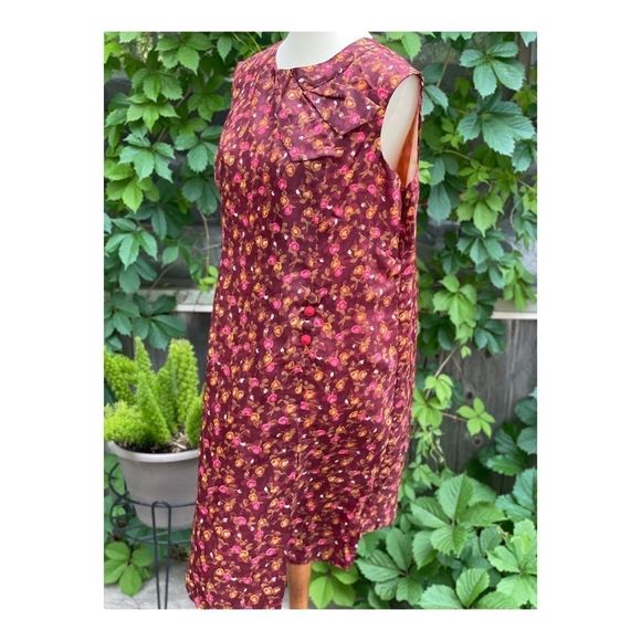 Volup Vintage 60s Shift Dress Roses Floral MIDI - Picture 3 of 12